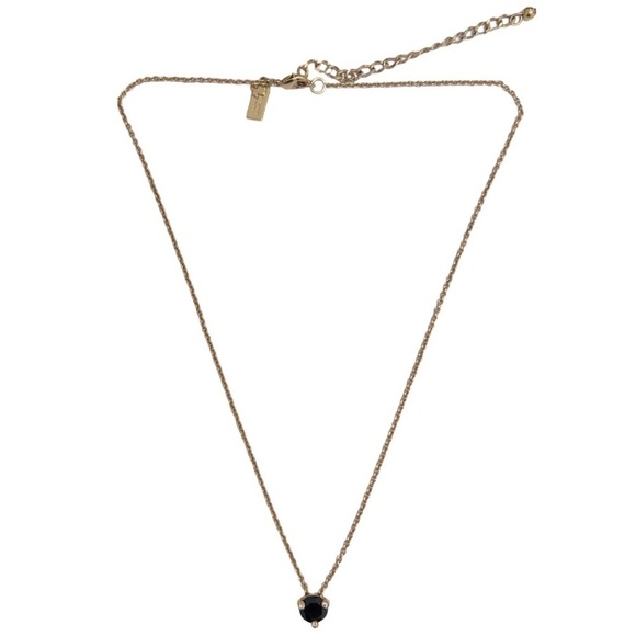 KATE SPADE • Brilliant Statement Tri-Prong Black Pendant Gold Necklace - Picture 3 of 5